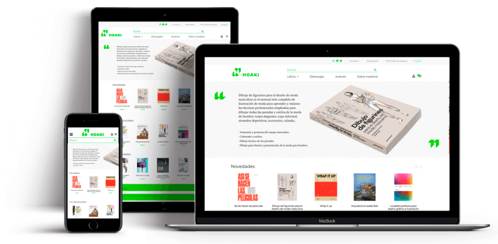 mockup de la pagina web de Hoaki Books